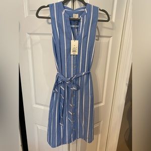 NWT A New Day blue and white striped button up dress size: M